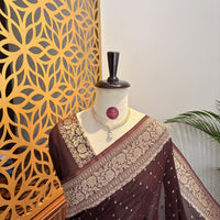 Brown Semi Khaddi Georgette Saree