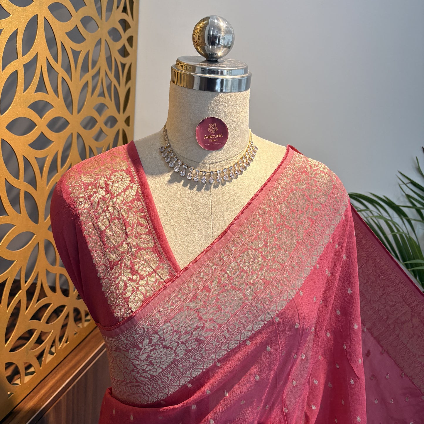 Pink Semi Khaddi Georgette Saree