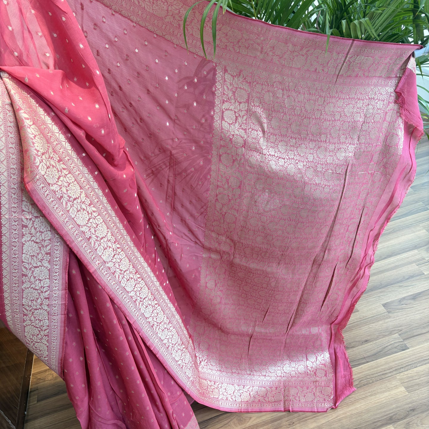 Pink Semi Khaddi Georgette Saree