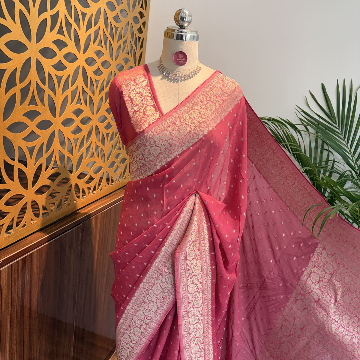Pink Semi Khaddi Georgette Saree