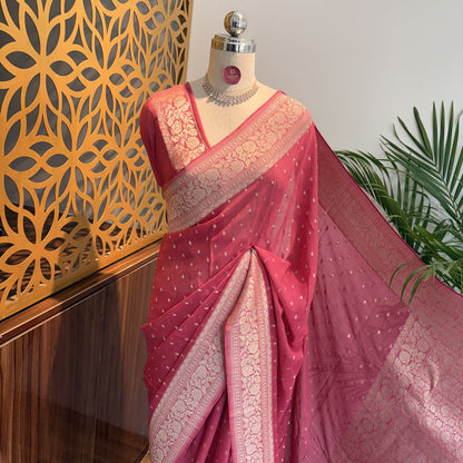 Pink Semi Khaddi Georgette Saree