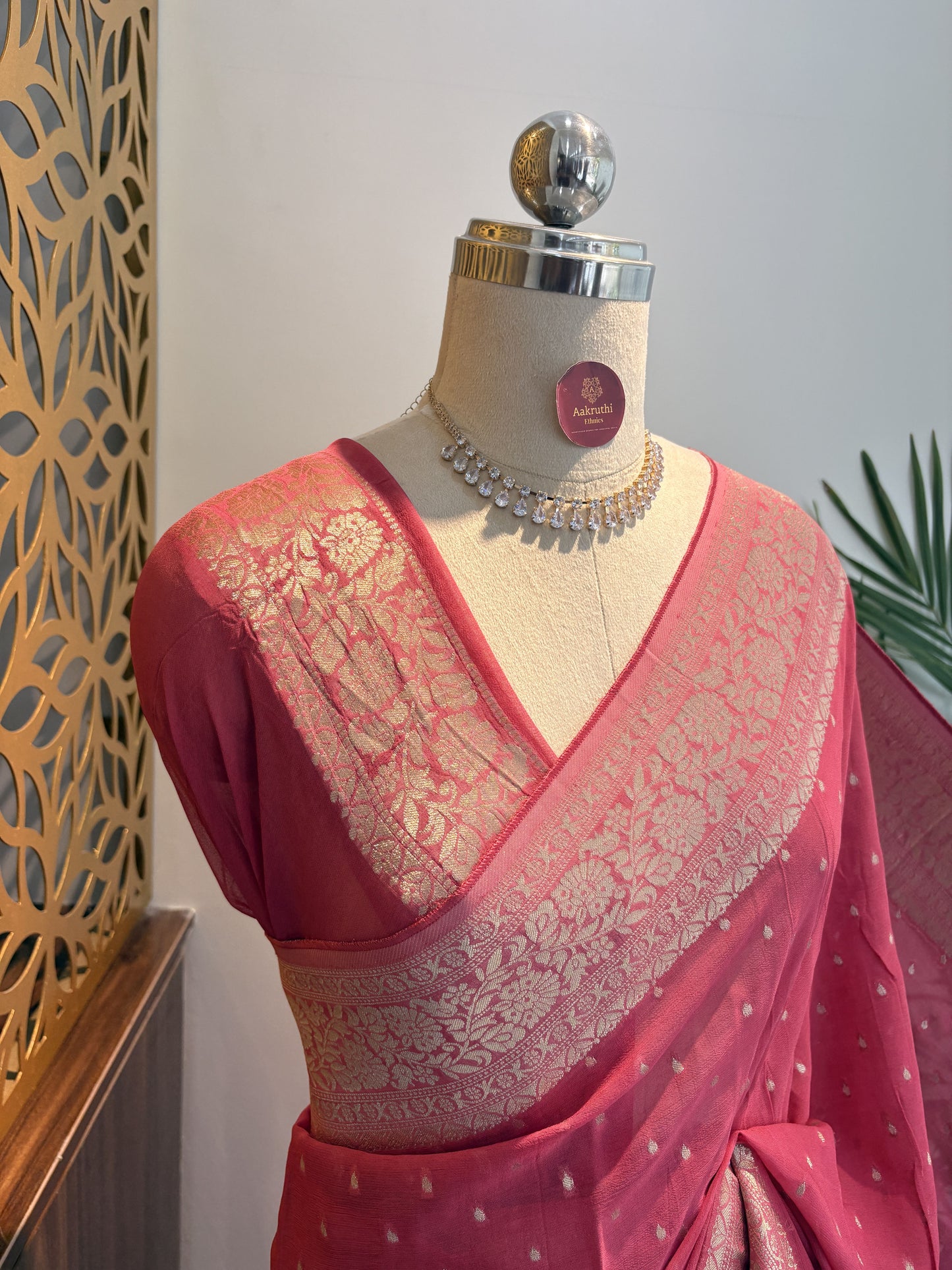 Pink Semi Khaddi Georgette Saree