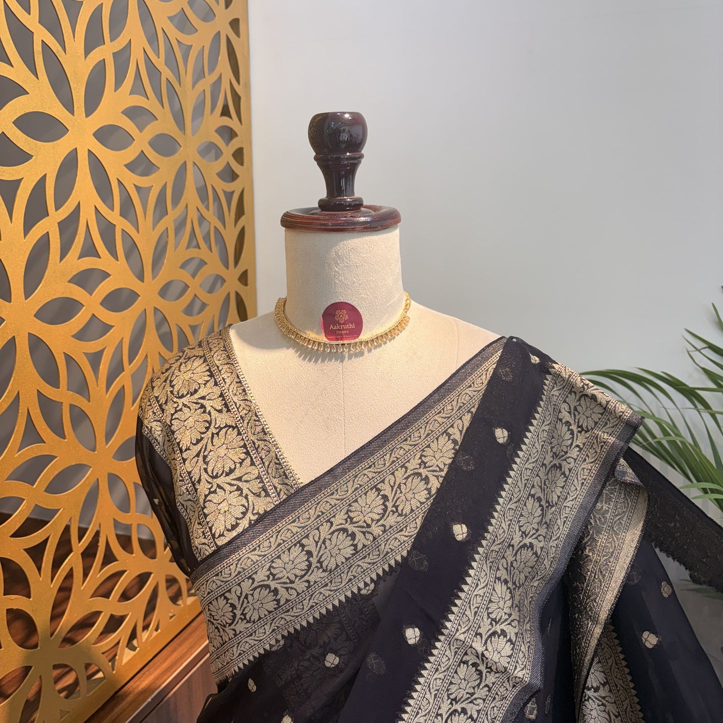 Black Semi Khaddi Georgette Saree