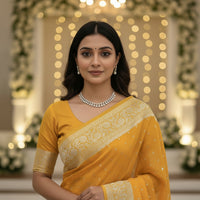 Yellow Semi Khaddi Georgette Saree