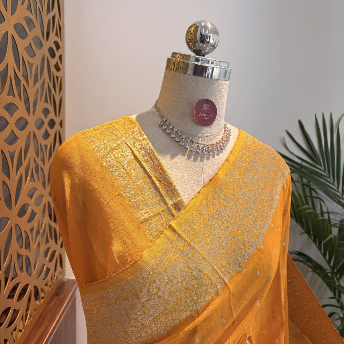 Yellow Semi Khaddi Georgette Saree