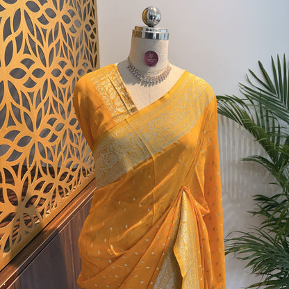 Yellow Semi Khaddi Georgette Saree