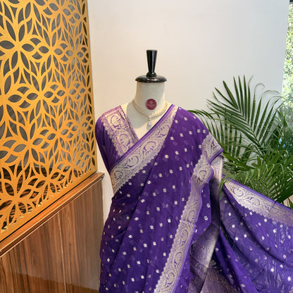 Purple Semi Khaddi Georgette Saree