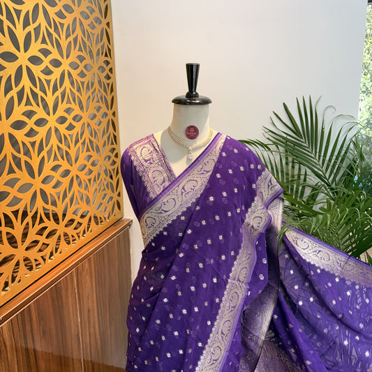 Purple Semi Khaddi Georgette Saree