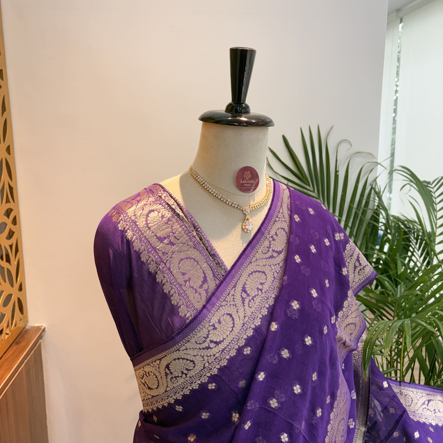 Purple Semi Khaddi Georgette Saree