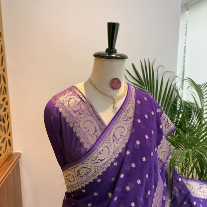Purple Semi Khaddi Georgette Saree