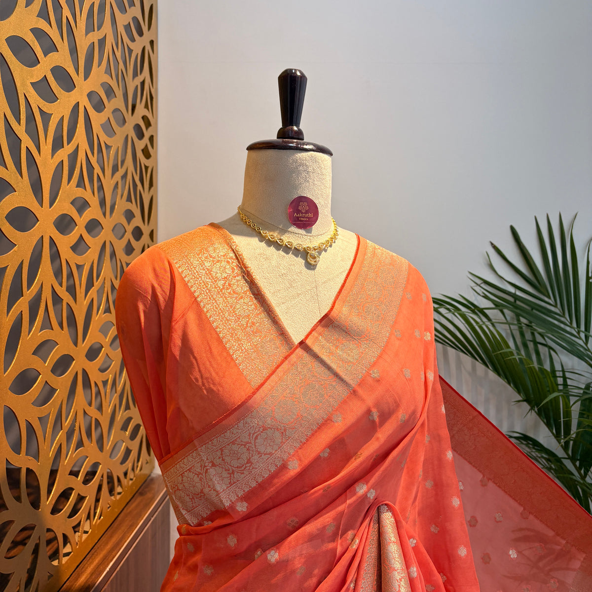 Peach Semi Khaddi Georgette Saree