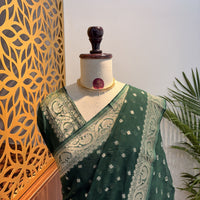 Green Semi Khaddi Georgette Saree