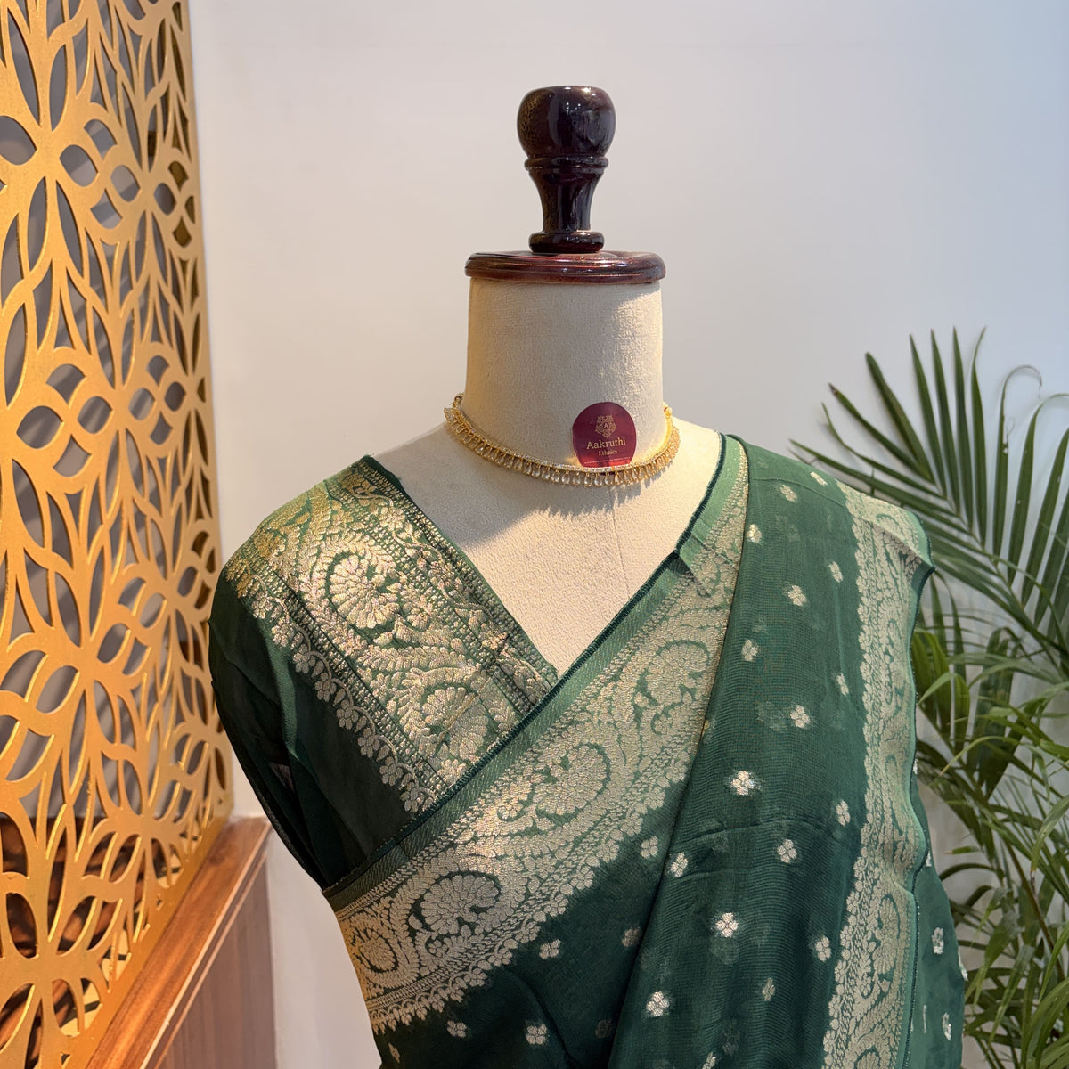 Green Semi Khaddi Georgette Saree