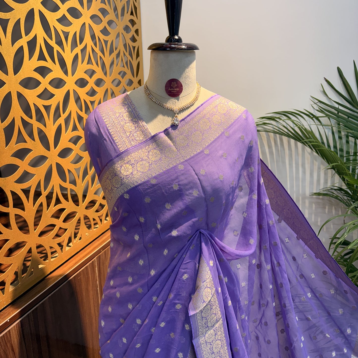 Lavender Semi Khaddi Georgette Saree