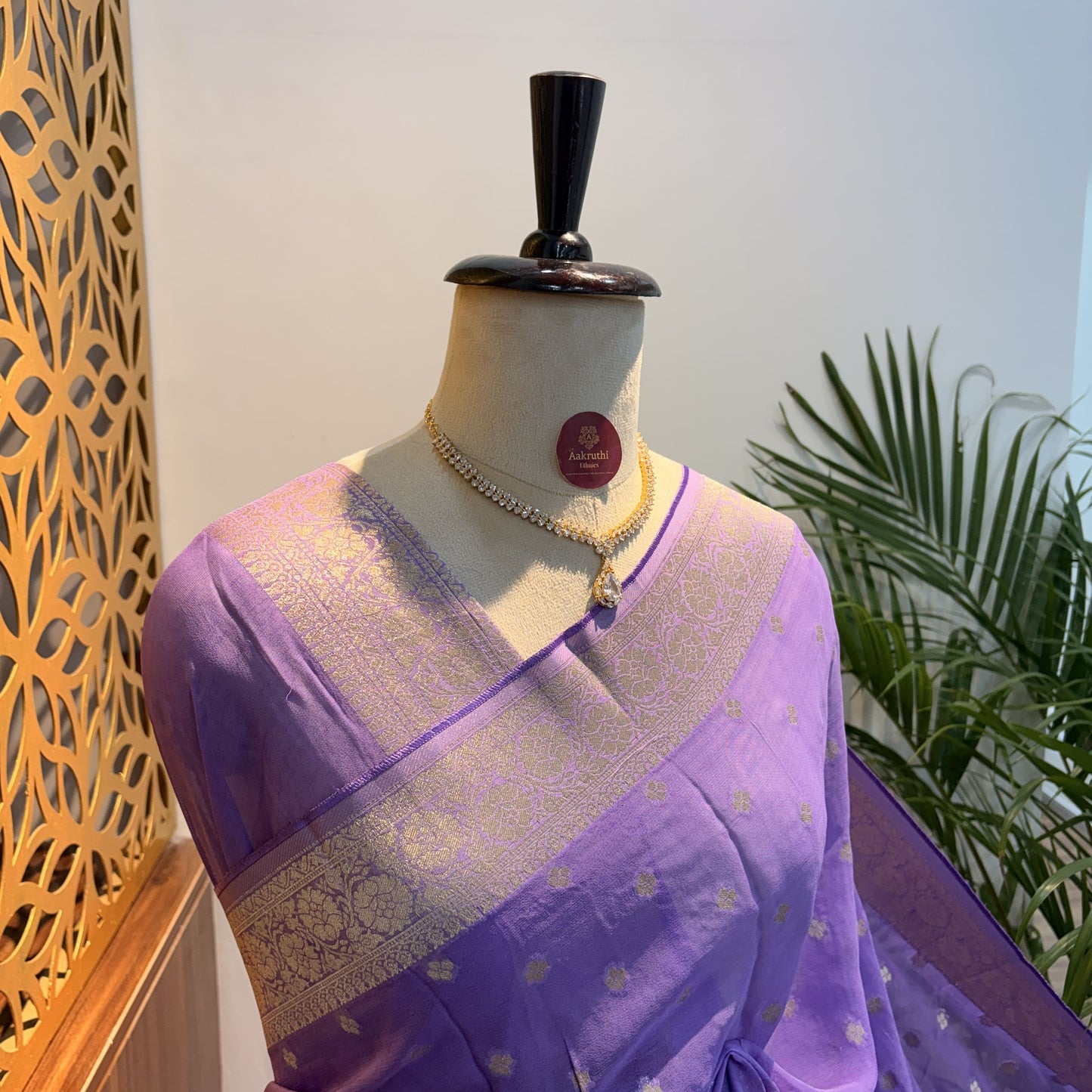 Lavender Semi Khaddi Georgette Saree