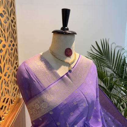 Lavender Semi Khaddi Georgette Saree