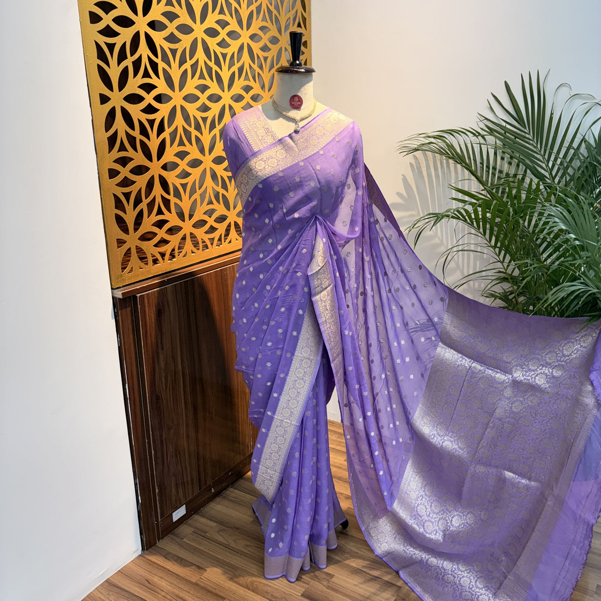 Lavender Semi Khaddi Georgette Saree