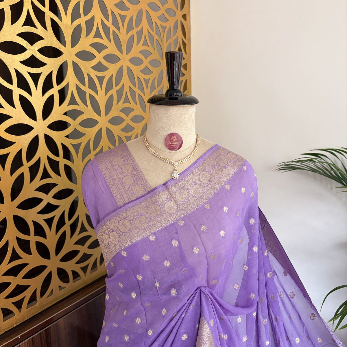 Lavender Semi Khaddi Georgette Saree