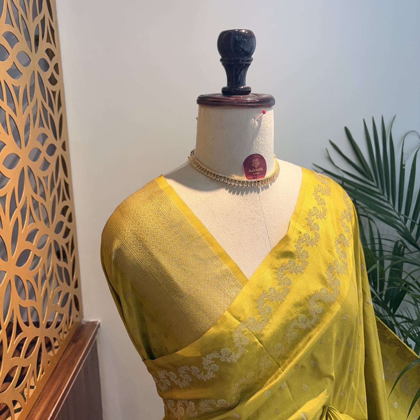 Lime Green Semi Raw Mango Banarasi Saree