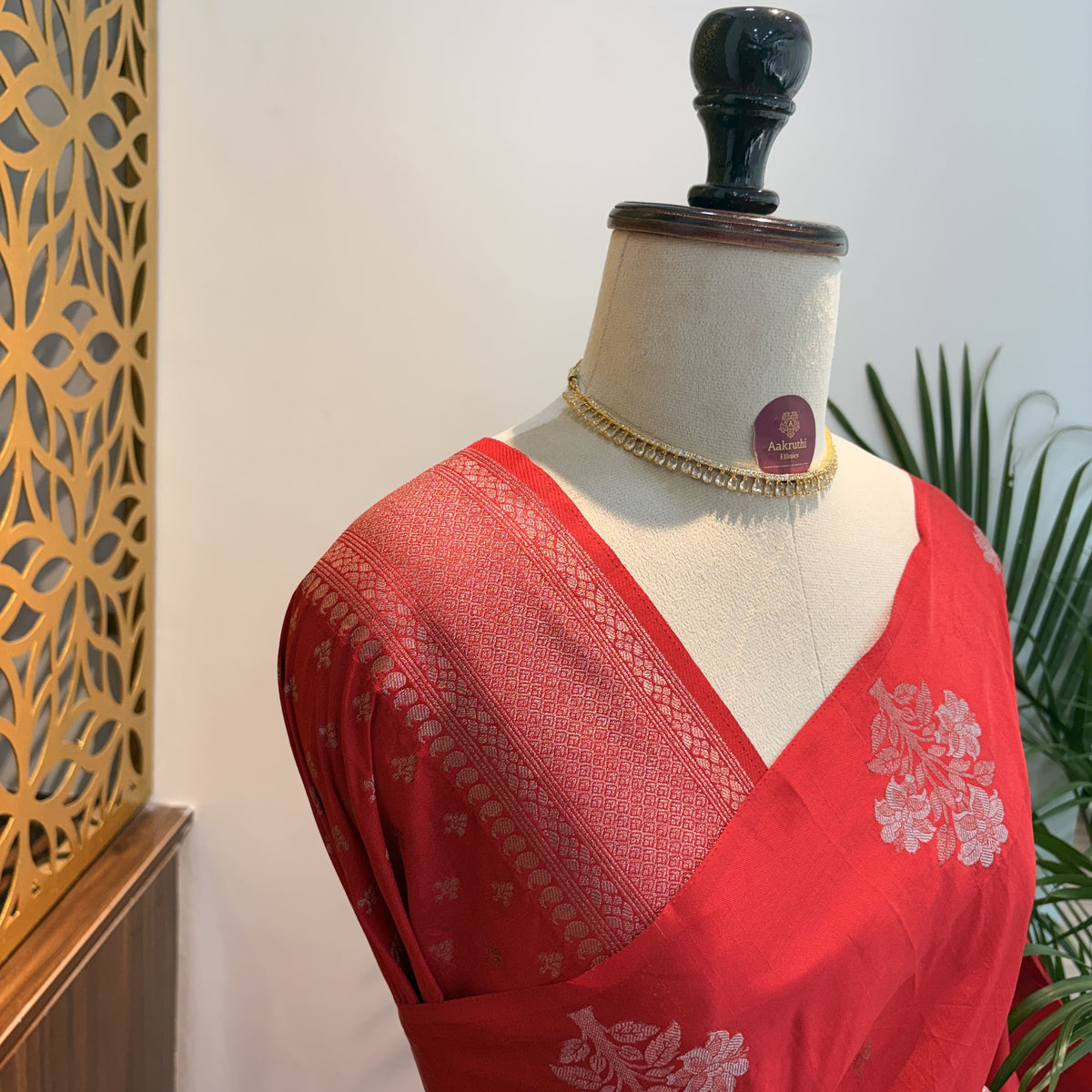 Red Semi Raw Mango Banarasi Saree