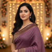 Dusty Mauve Banarasi Pure Crepe Saree