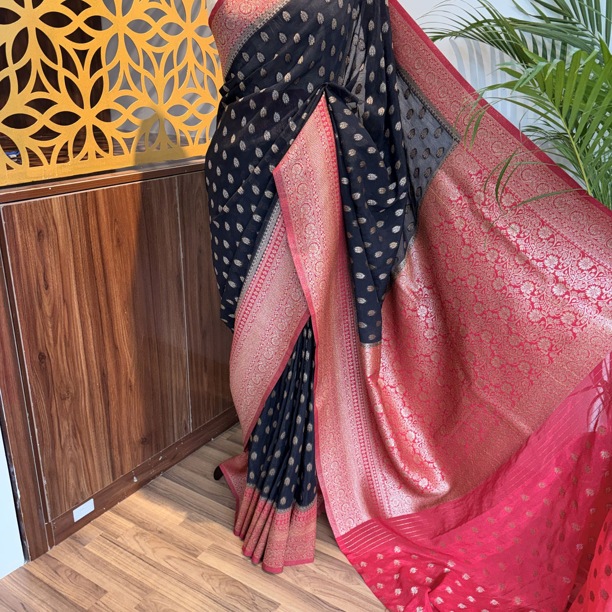 Black Georgette Semi Banarasi Saree