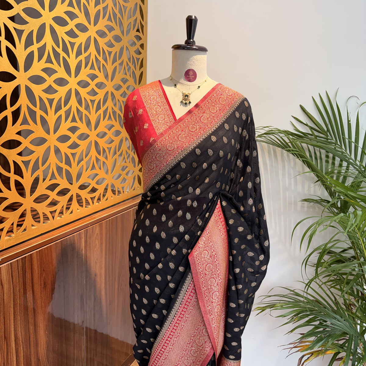 Black Georgette Semi Banarasi Saree