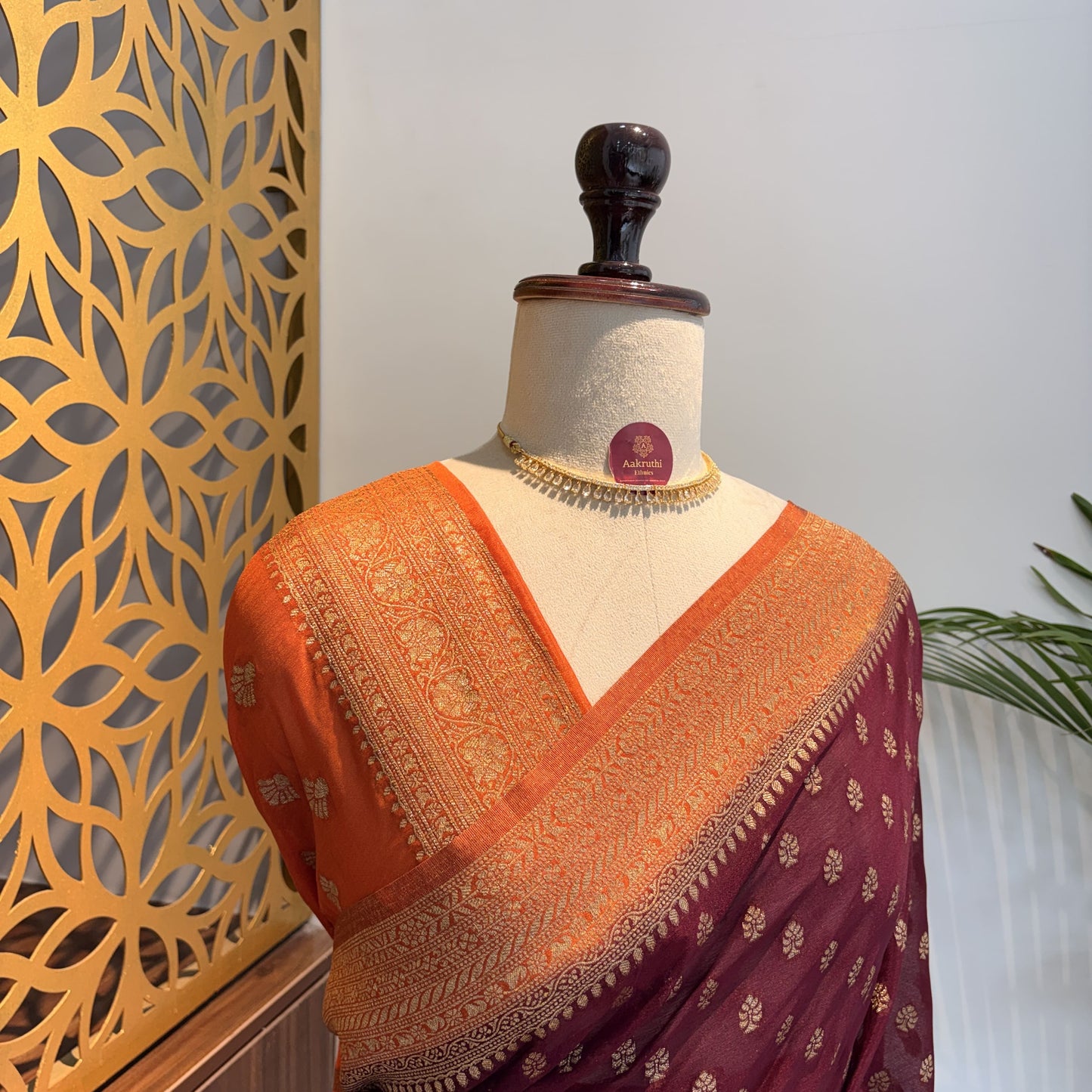 Maroon Georgette Semi Banarasi Saree