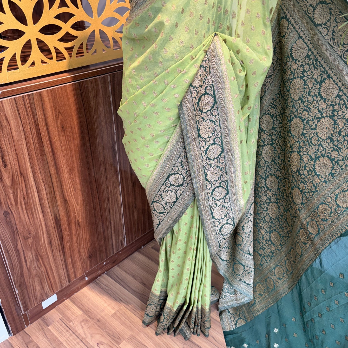 Green Georgette Semi Banarasi Saree