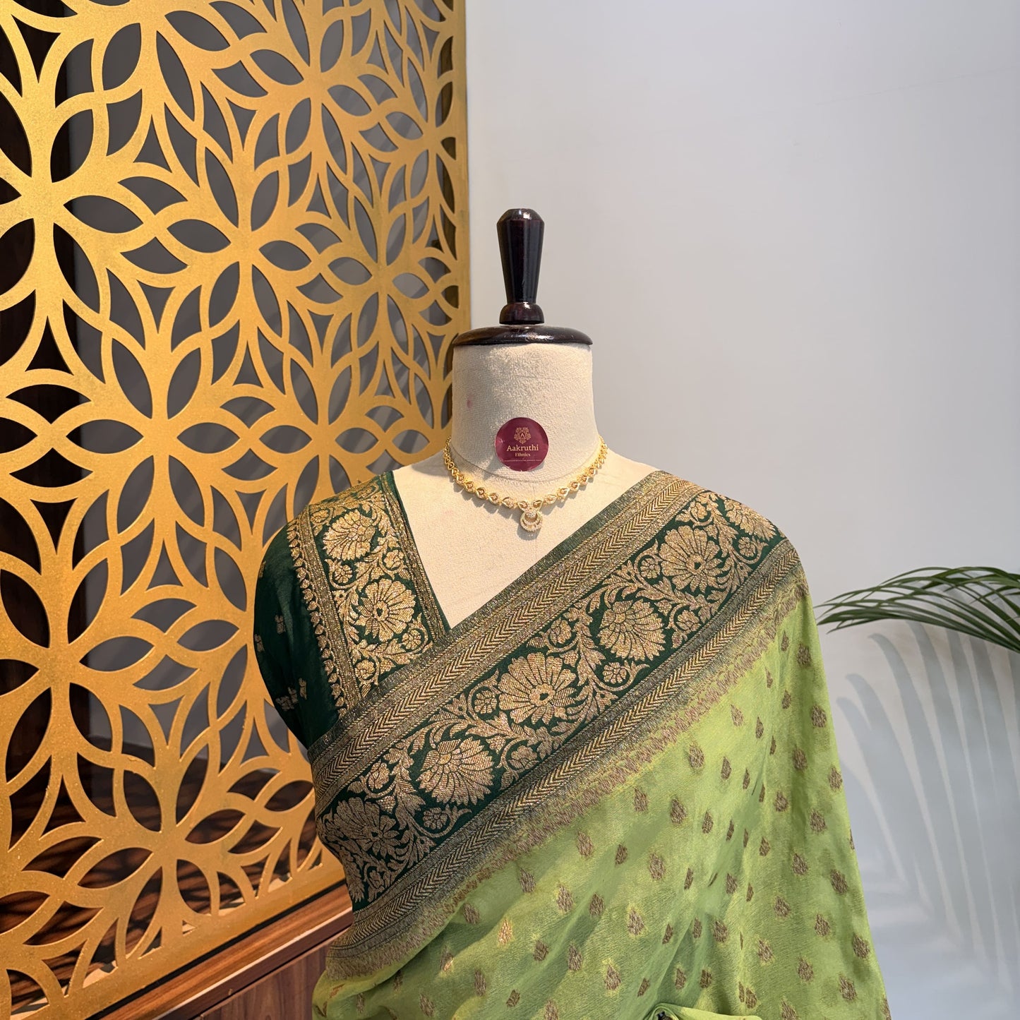 Green Georgette Semi Banarasi Saree