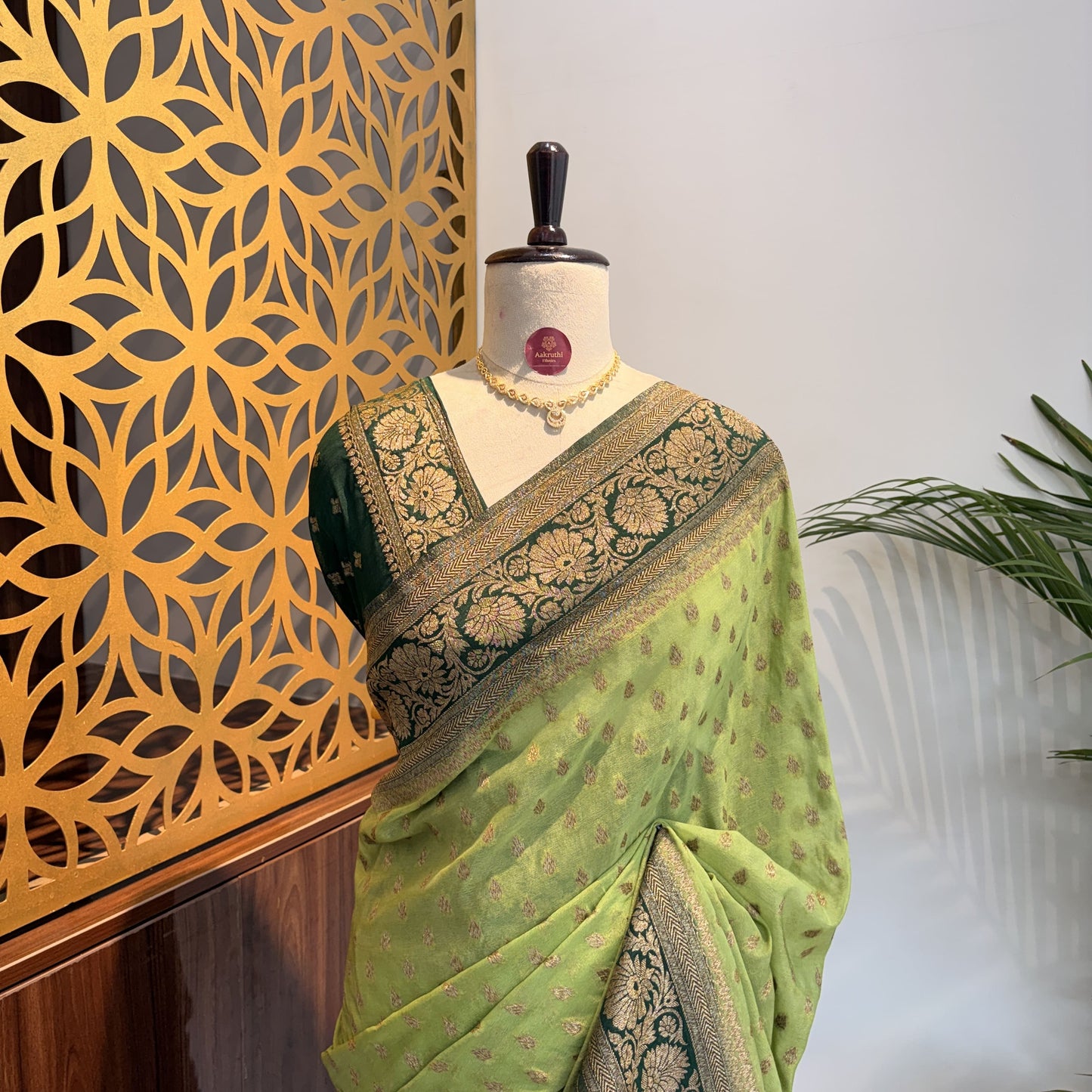 Green Georgette Semi Banarasi Saree