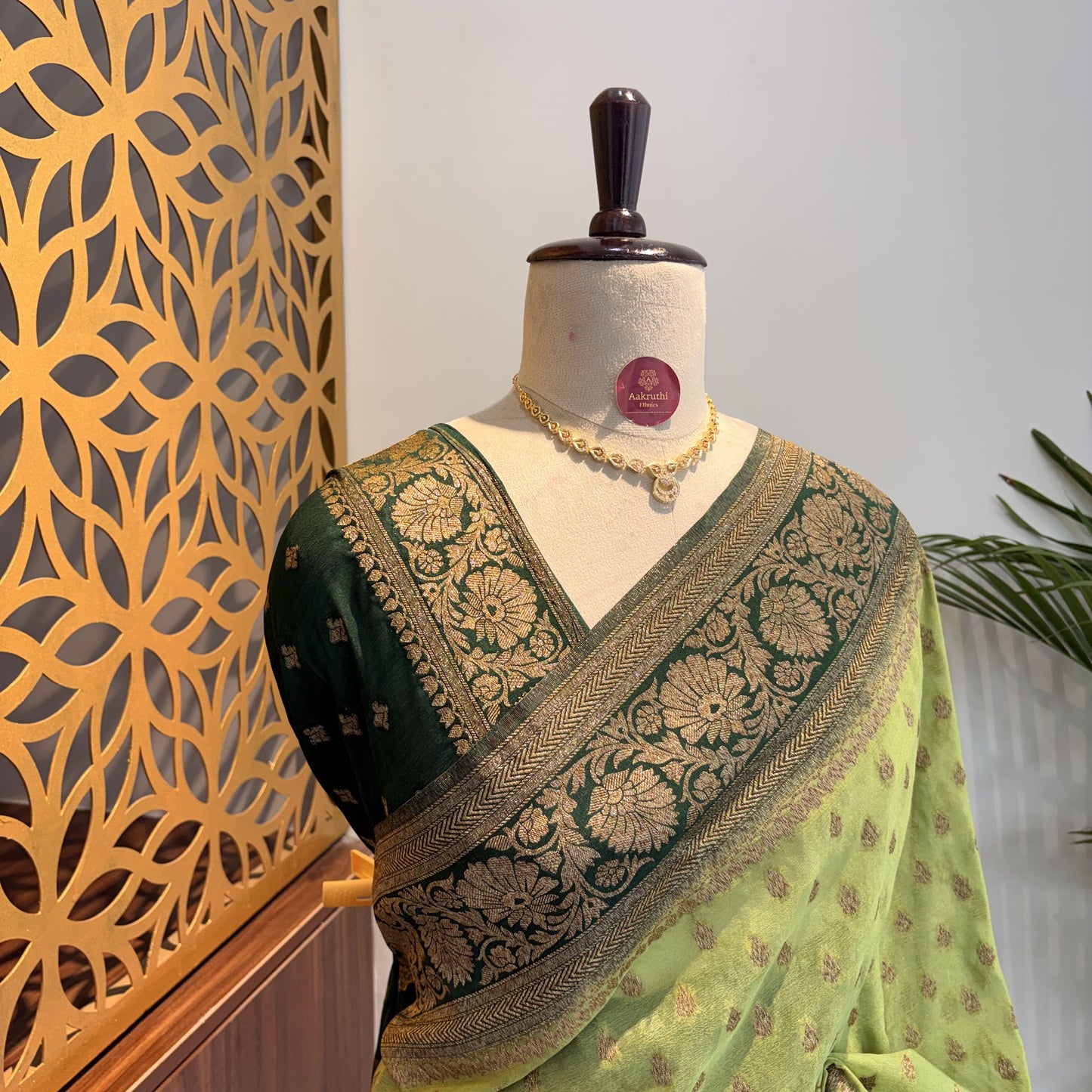 Green Georgette Semi Banarasi Saree