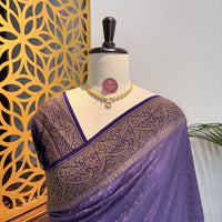 Lavender Banarasi Pure Crepe Saree
