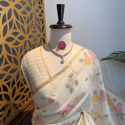 White Handloom Cotton Saree