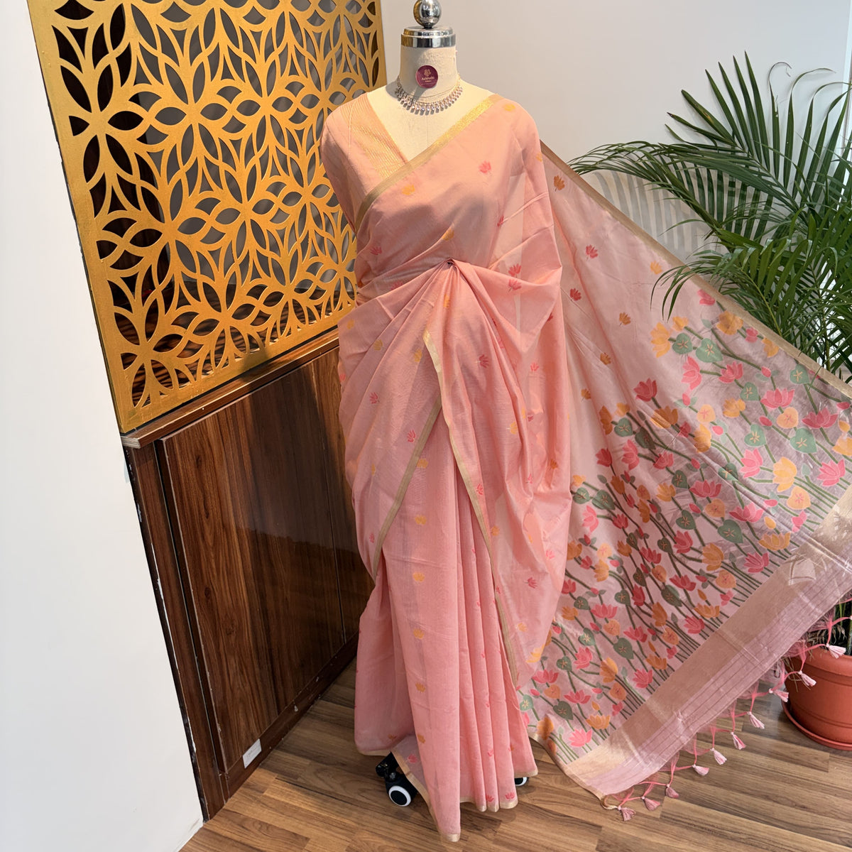 Pink Handloom Cotton Saree