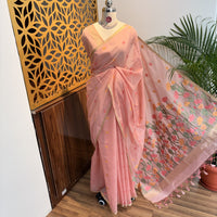 Pink Woven Cotton Saree