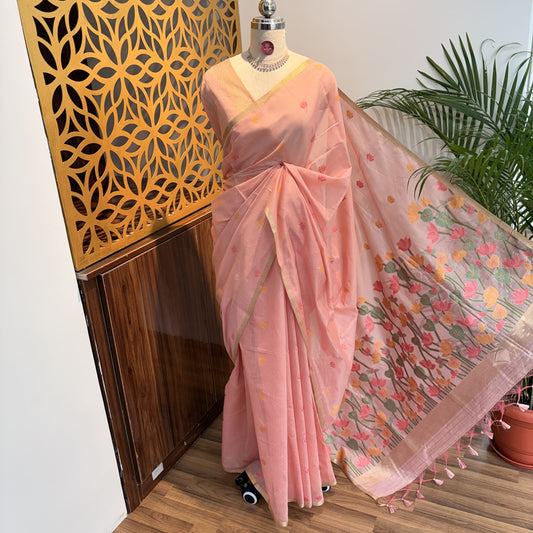 Pink Handloom Cotton Saree
