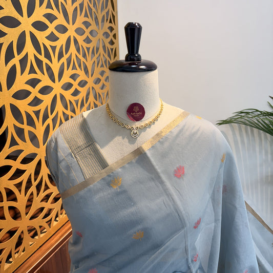Grey Handloom Cotton Saree