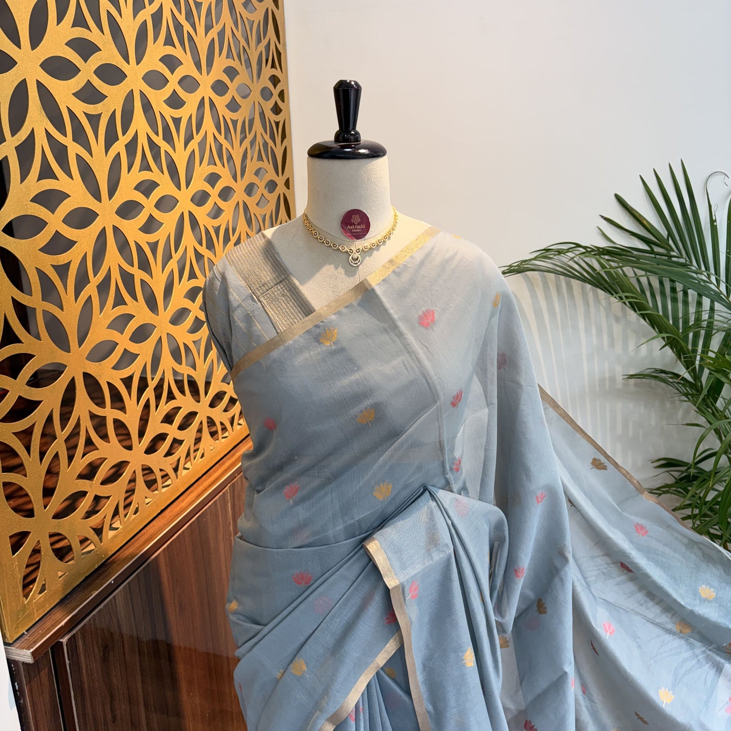 Grey Handloom Cotton Saree