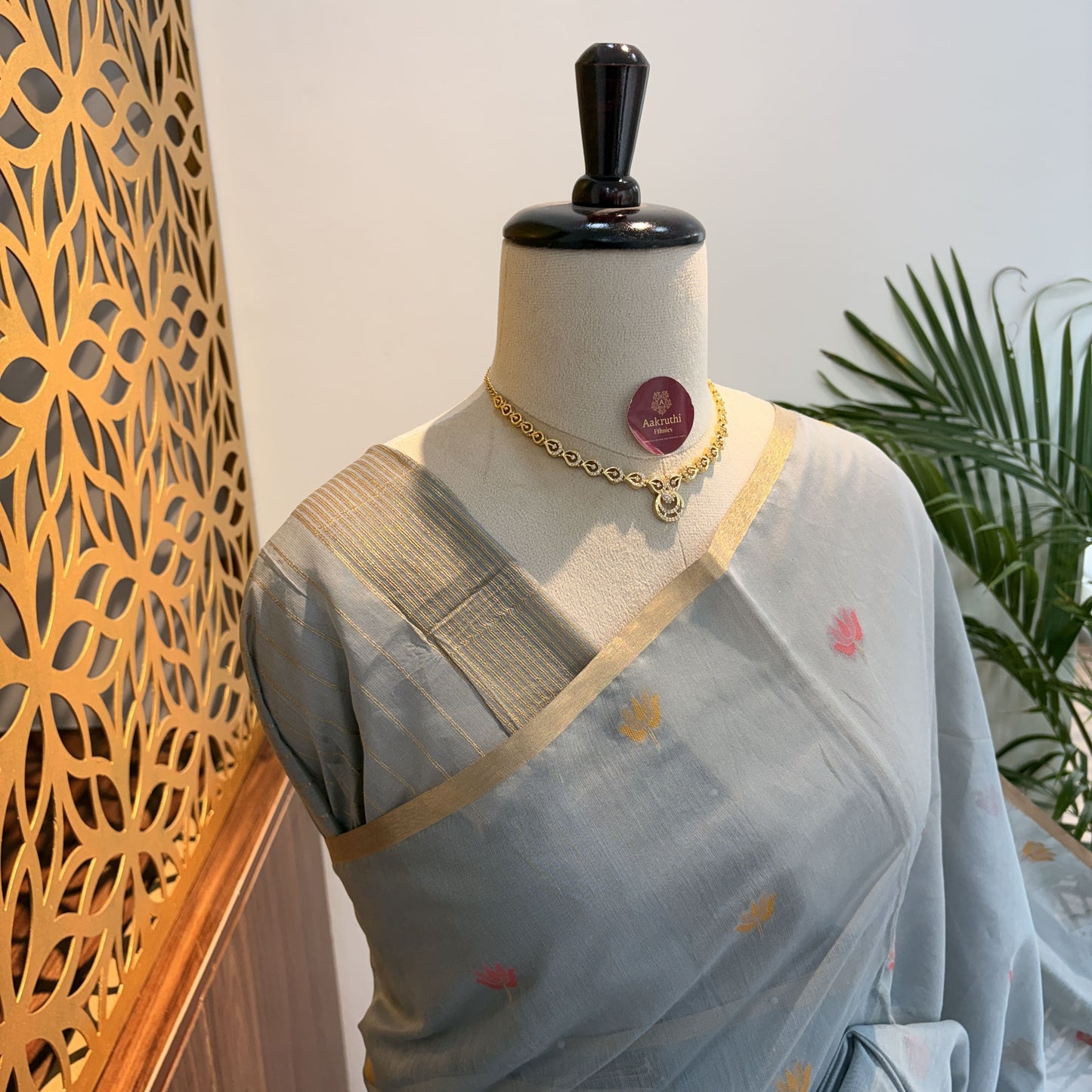 Grey Handloom Cotton Saree