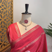 Pink Semi Raw Silk Banarasi Saree