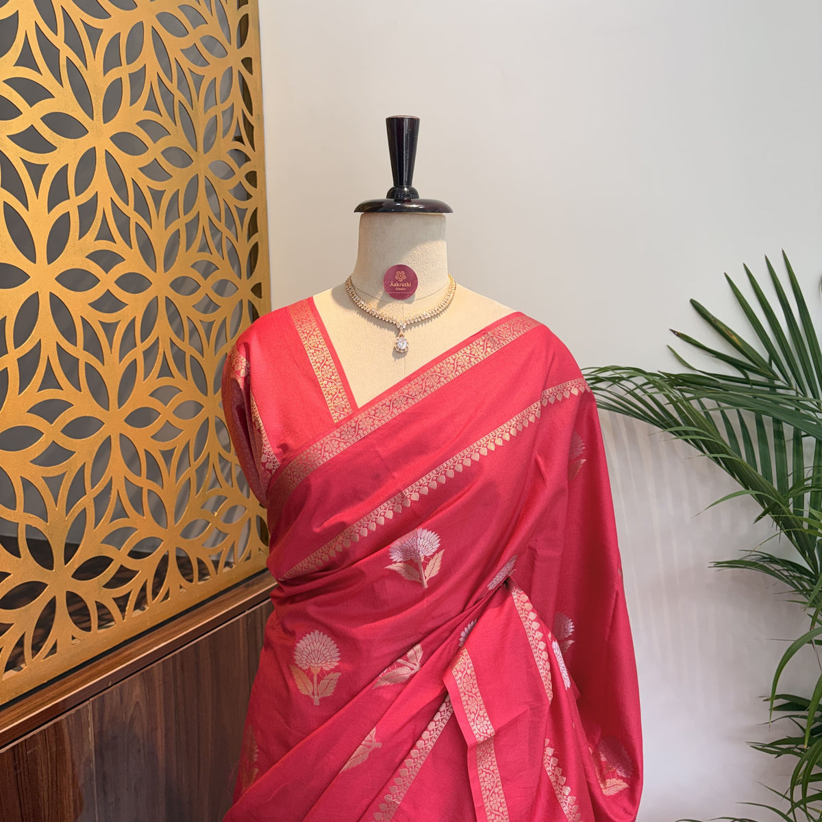 Pink Semi Raw Silk Banarasi Saree
