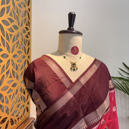 Pink Semi Raw Silk Banarasi Saree – woven (zari) work			