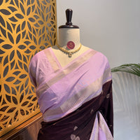 Brown Semi Raw Silk Banarasi Saree – woven (zari) work			