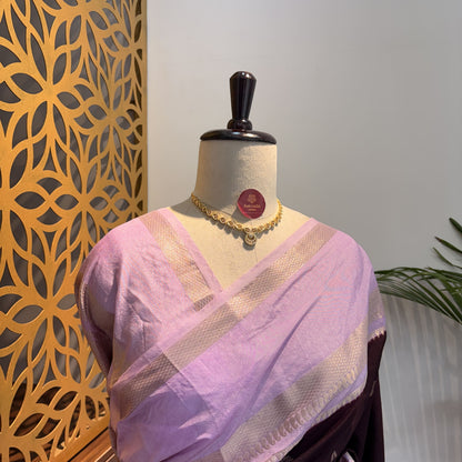 Brown Semi Raw Silk Banarasi Saree – woven (zari) work			
