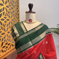 Red Semi Raw Silk Banarasi Saree – woven (zari) work			