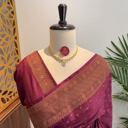 Purple Crepe Georgette Semi Banarasi Saree
