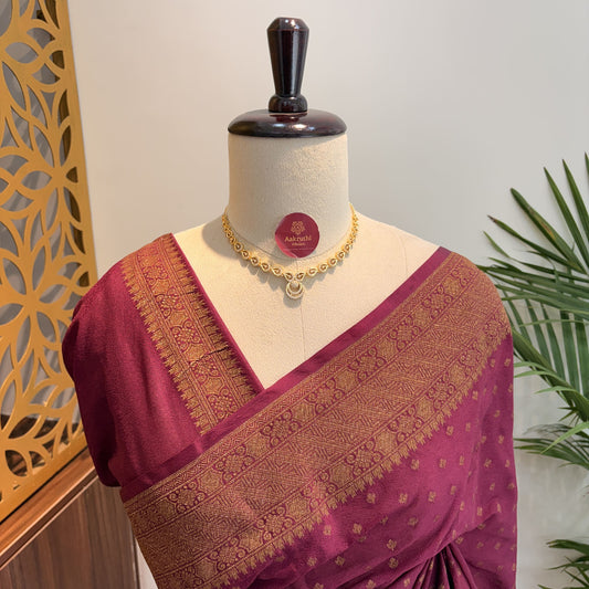 Purple Crepe Georgette Semi Banarasi Saree