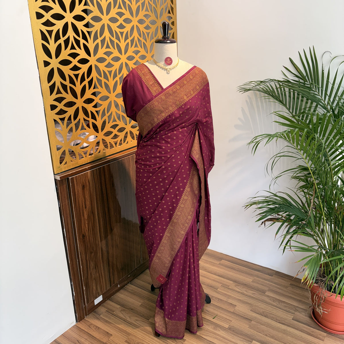 Purple Crepe Georgette Semi Banarasi Saree