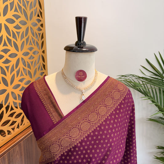 Purple Crepe Georgette Semi Banarasi Saree